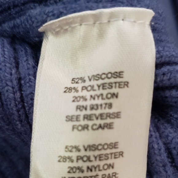 Elie Tahari Blue Viscose Cable Knit Ribbed Crewneck Sweater Lg - Picture 9 of 9